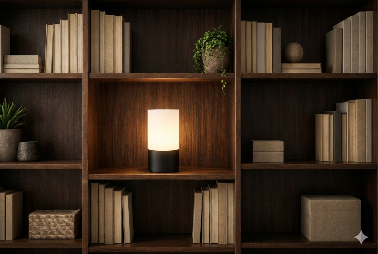 Bild von Lampe im Regal